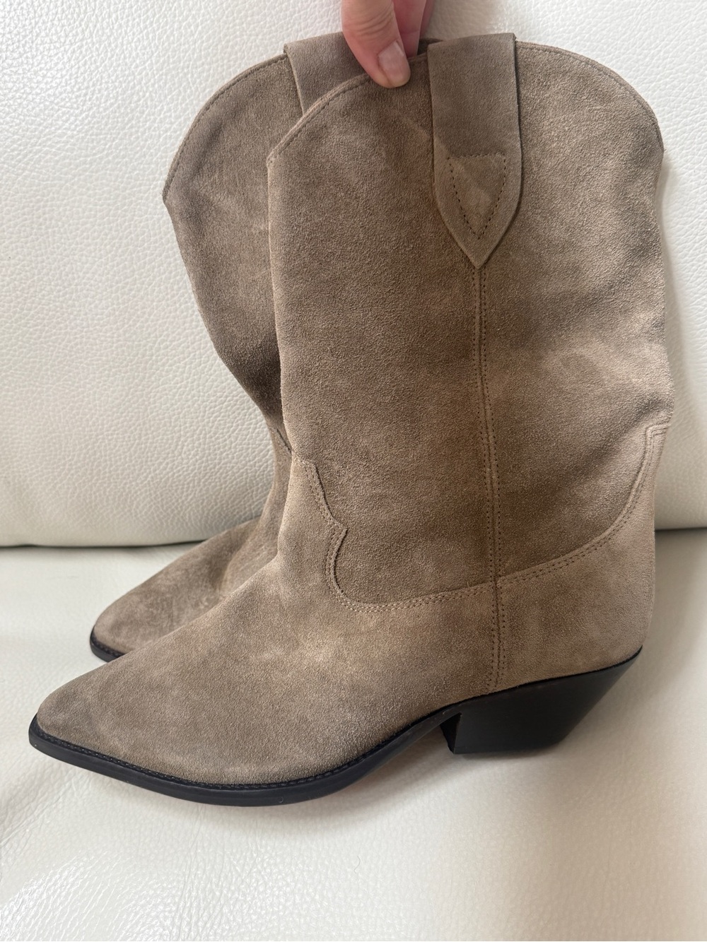 Isabel Marant Duerto 40MM Suede Western Boots Suede  Cowboy Taupe Sz 39 - Picture 10 of 10